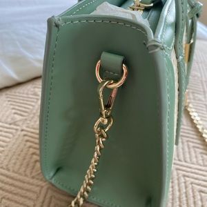 Pastel green and straw purse